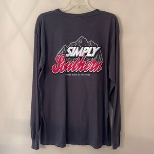 Men’s Simply Southern Grey Long Sleeve T-shirt Mountain Logo Simply Southern L